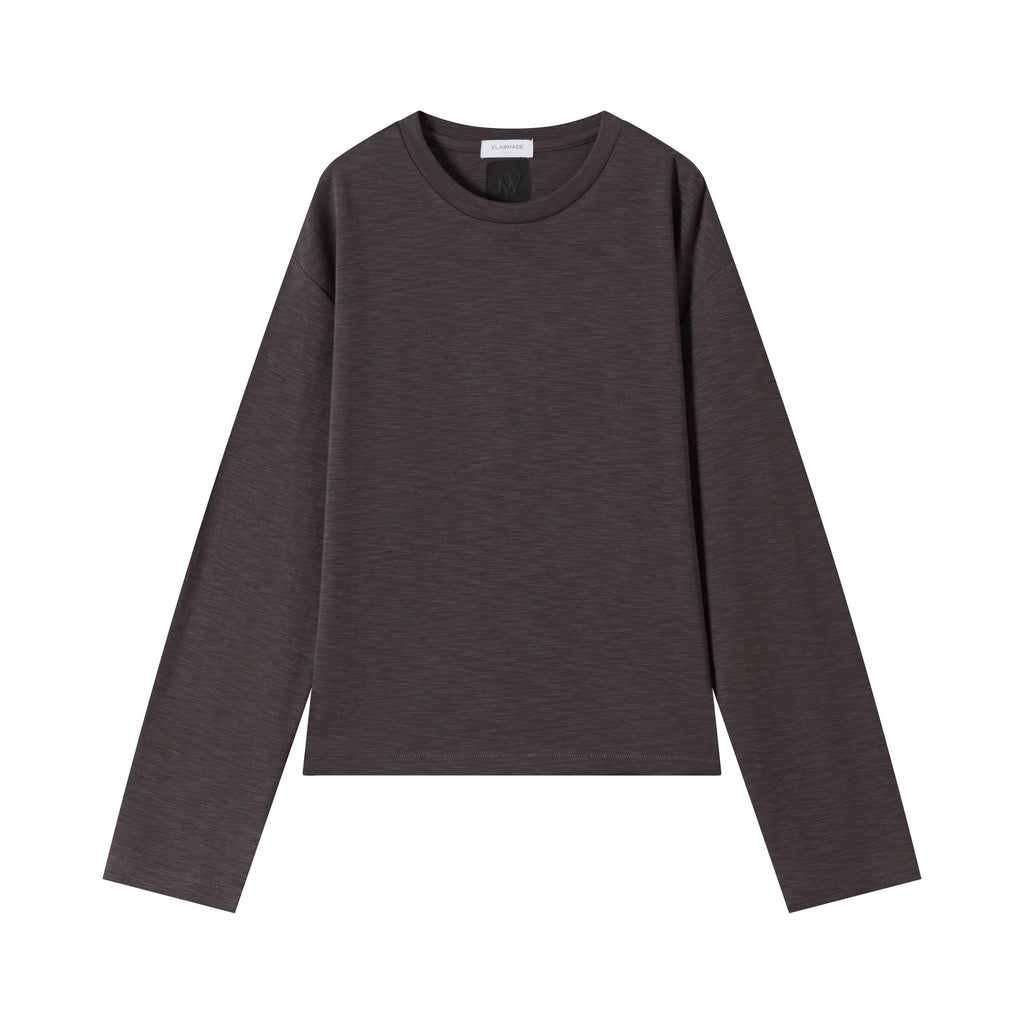 VLABMADE Vintage Embroidery Single Stitch Crew Neck Long Sleeve