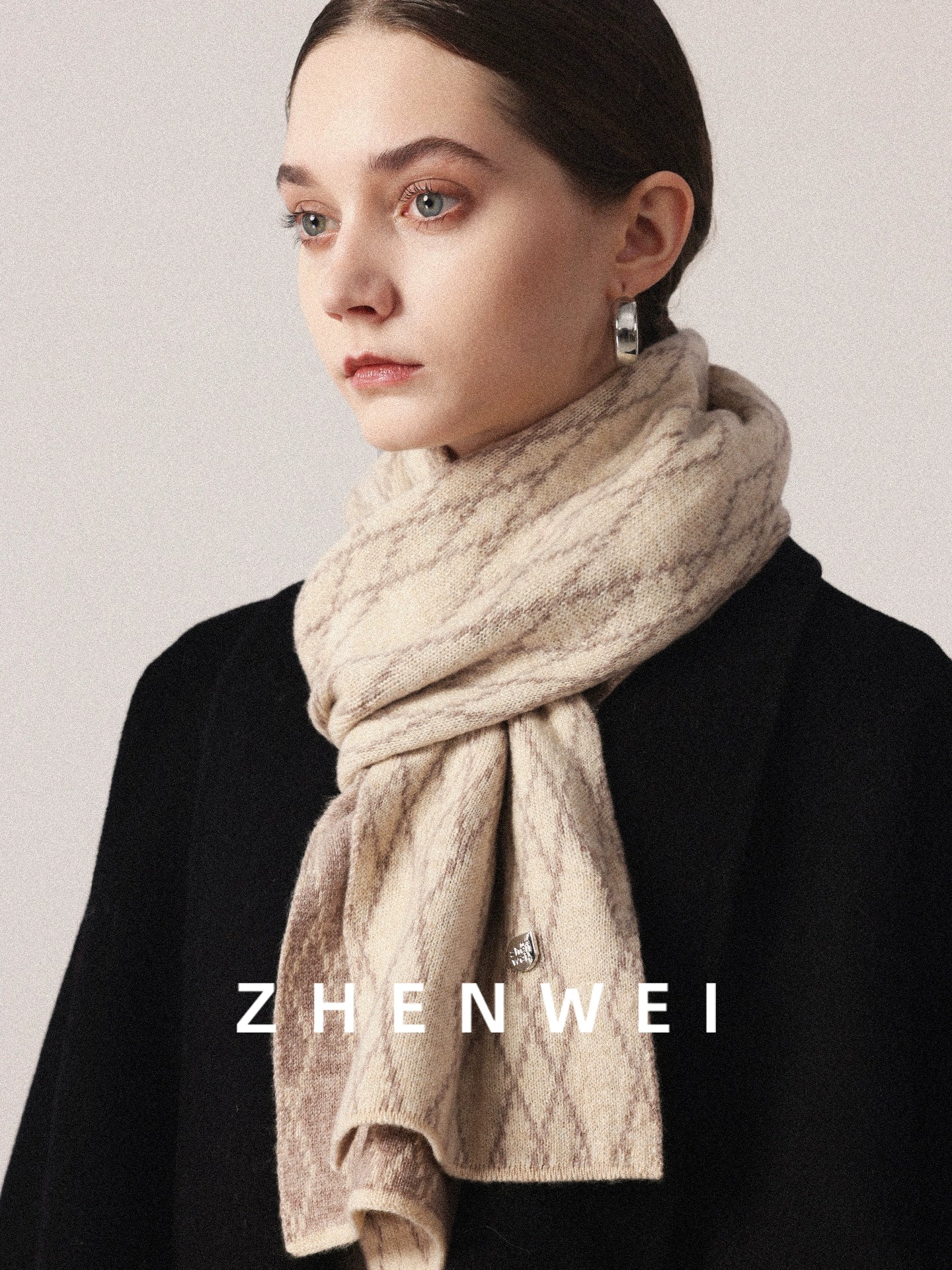 ZHENWEI Rhombus Plaid Short Knitted Scarf