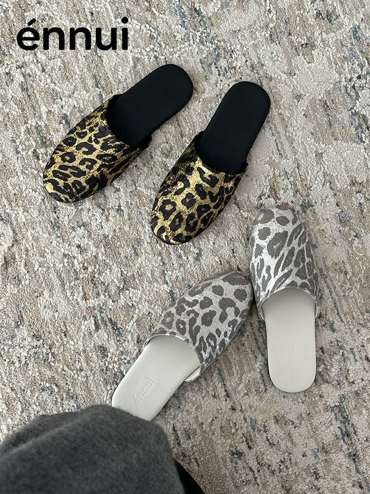 Ennui Cold Leopard Print Lazy Outside Bag Head Slippers