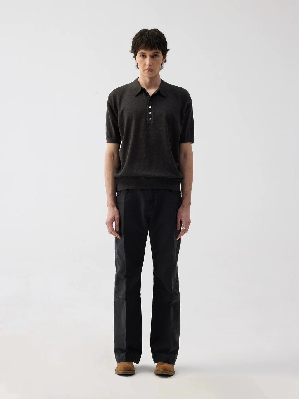 TERRAINCOGNITA Simple Knitted Lapel Polo Shirt