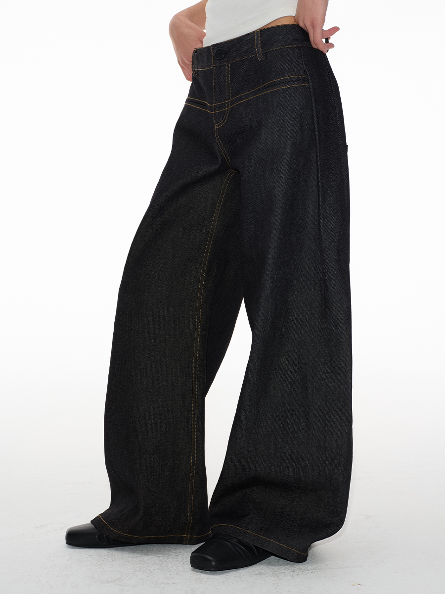 JCAESAR Vintage I-pleated Low-rise Jeans