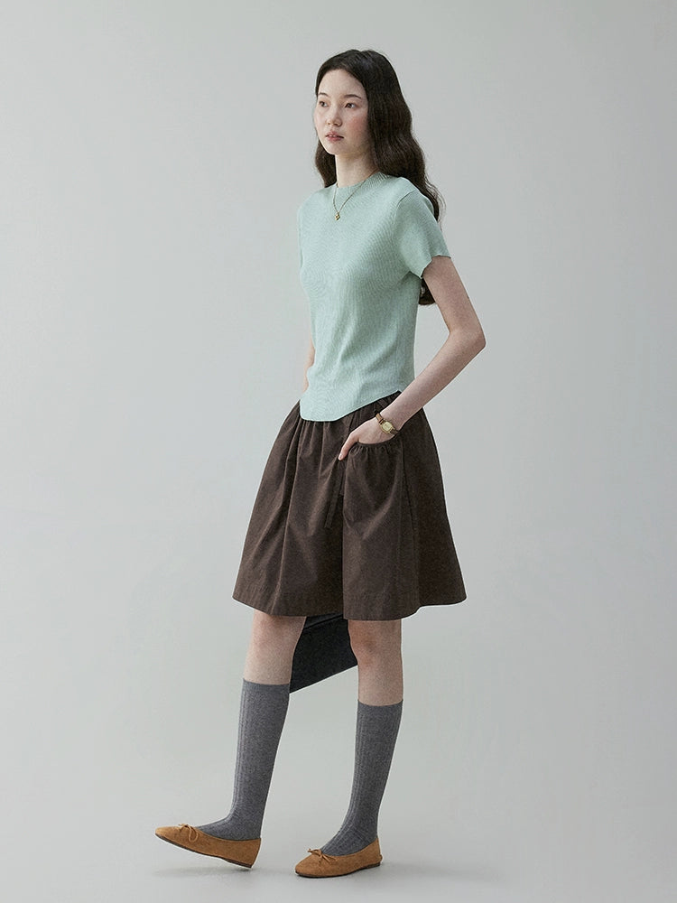 VOOE Vintage High Waist Strap Skirt