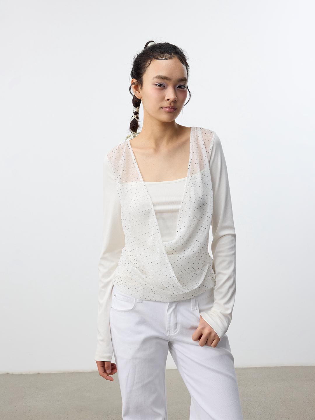 Set for life Polka dot fake two-piece knitted sweater