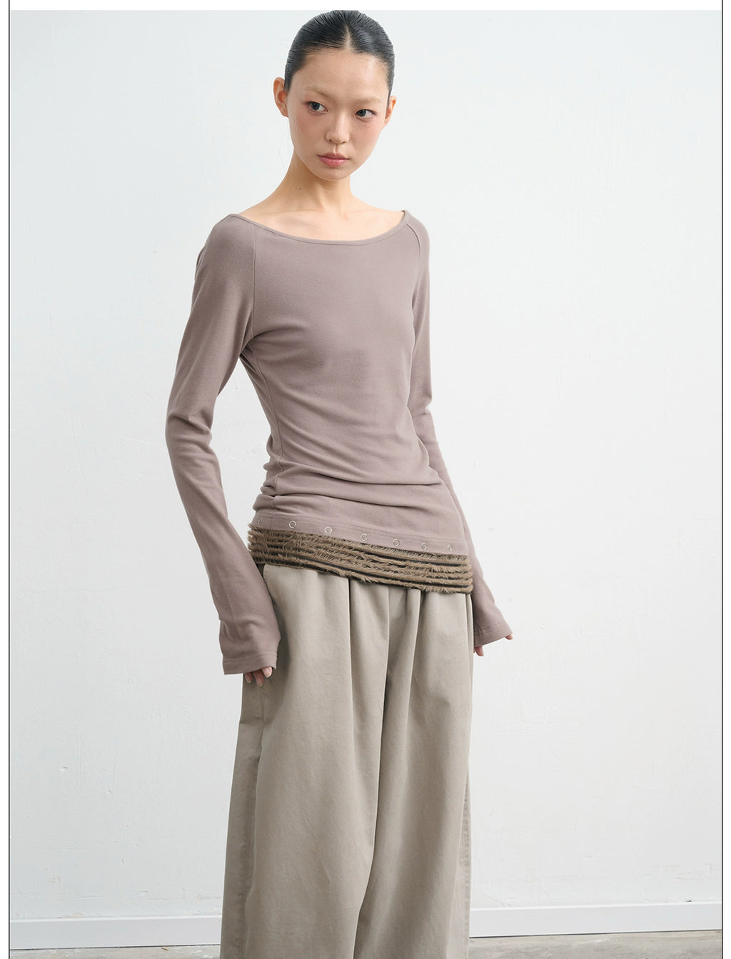 LINY LIBERTY Paneled Striped Slim Long Sleeves