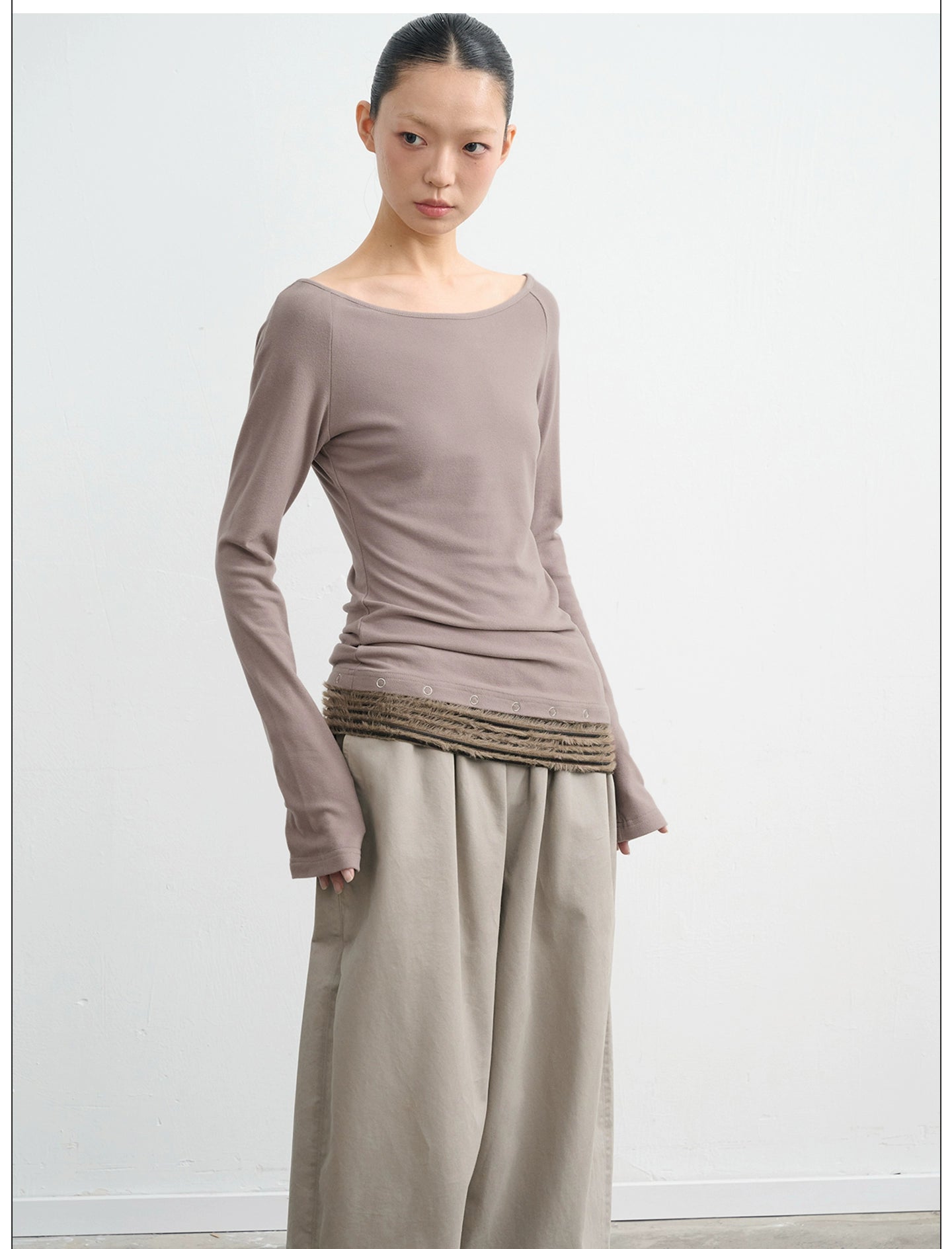 LINY LIBERTY Paneled Striped Slim Long Sleeves