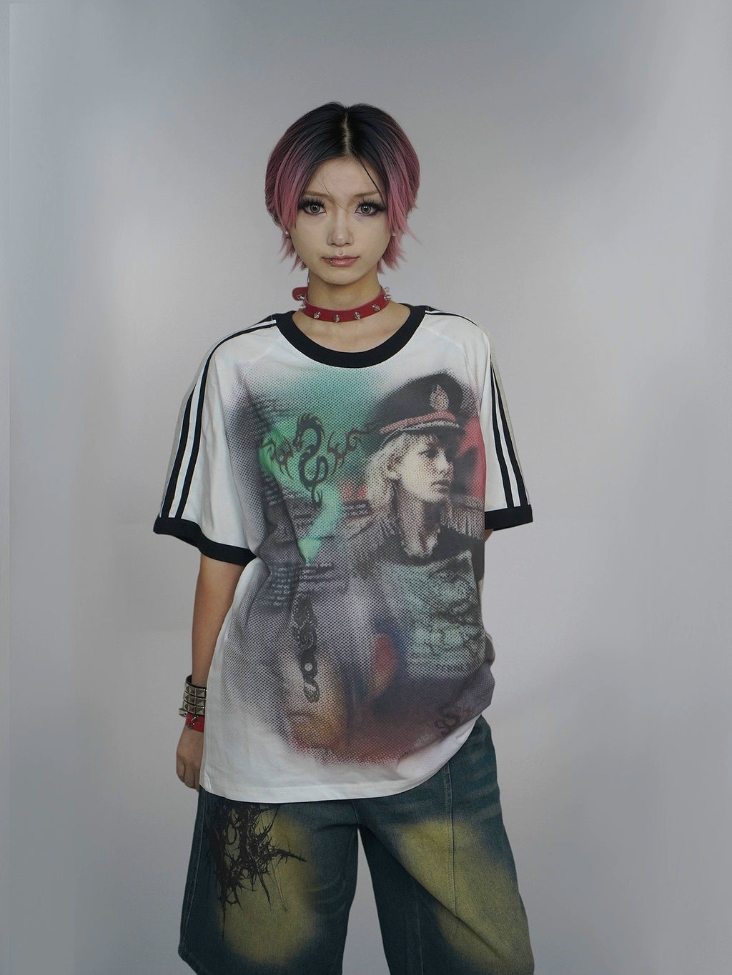 WEBBAR Y2K Striped Casual Tee