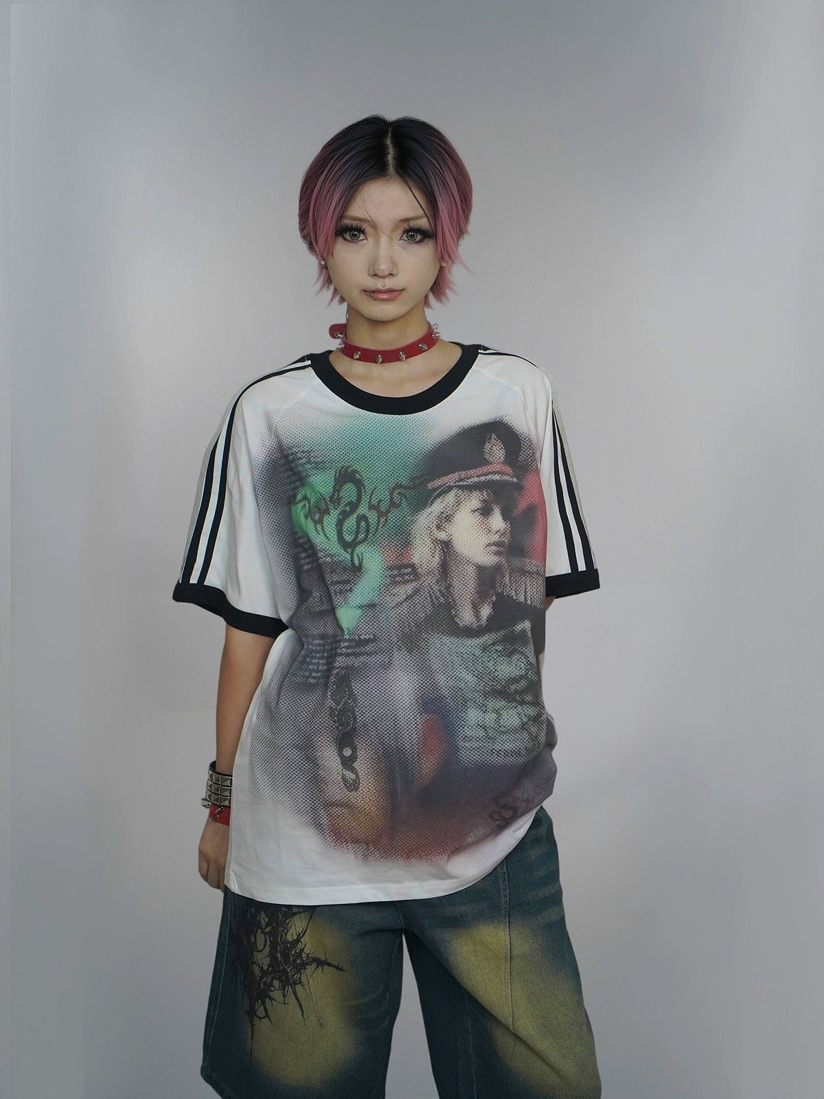 WEBBAR Y2K Striped Casual Tee