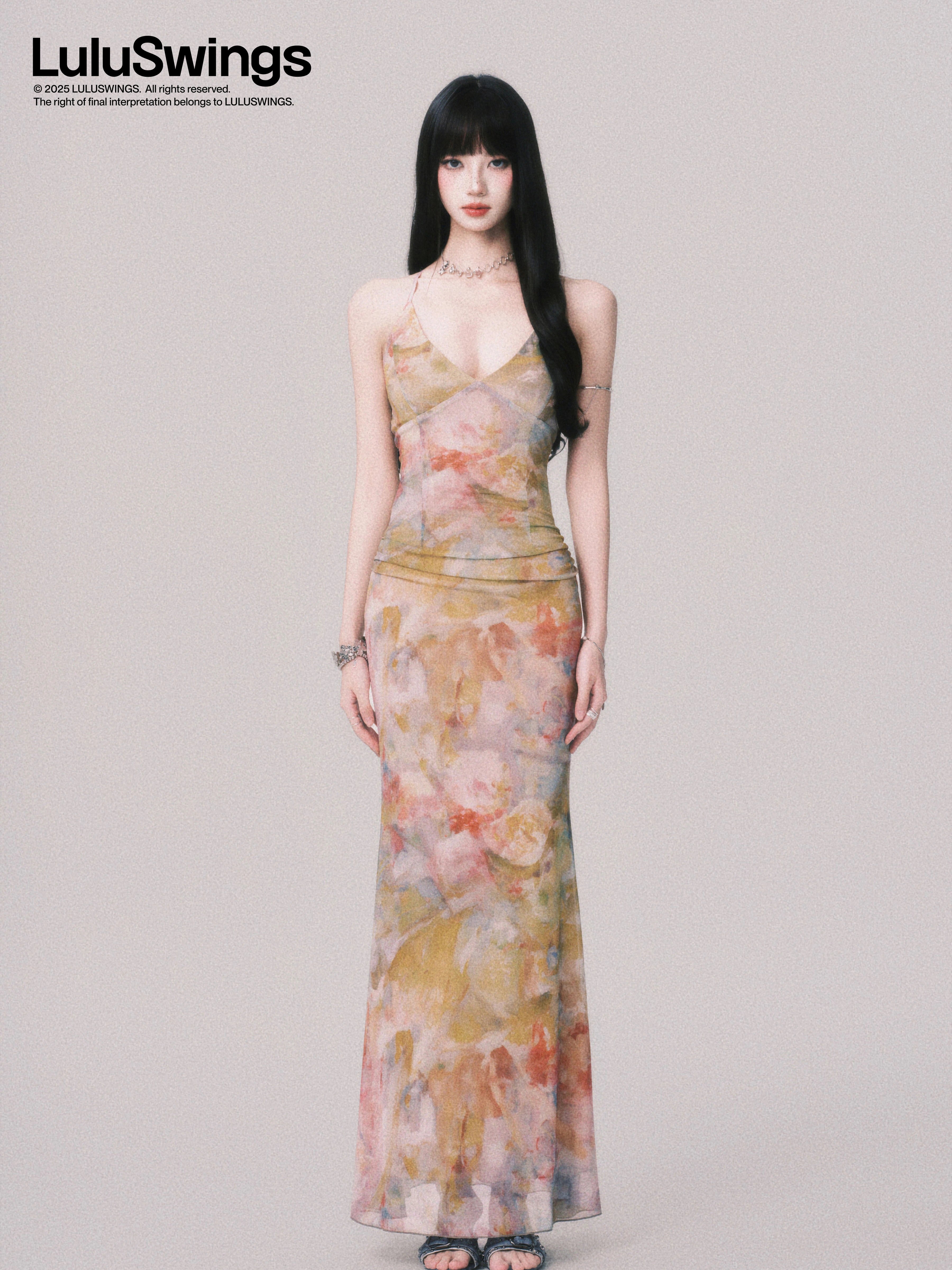 LULUSWINGS V Neck Stretch Sexy Strap Suspender Skirt