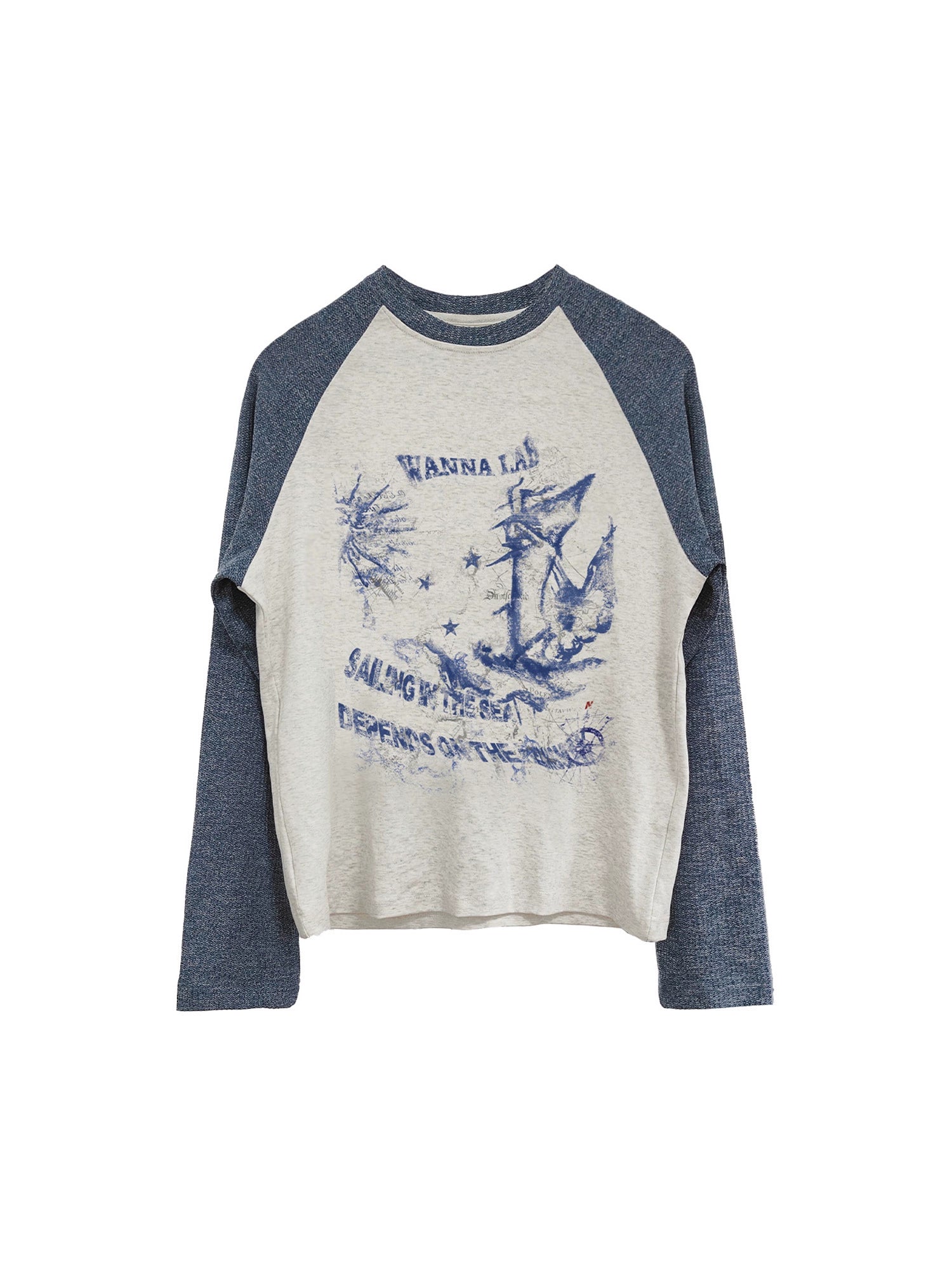 WANNA LAB Retro Color Matching Shoulder Long Sleeves