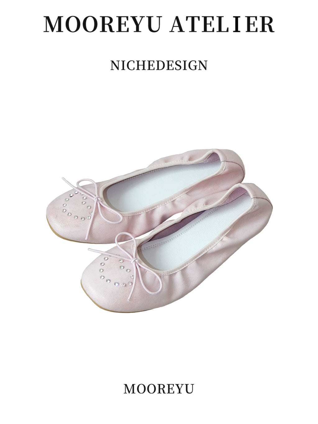 Mooreyu Bow Round Head Soft Sole Retro Flats