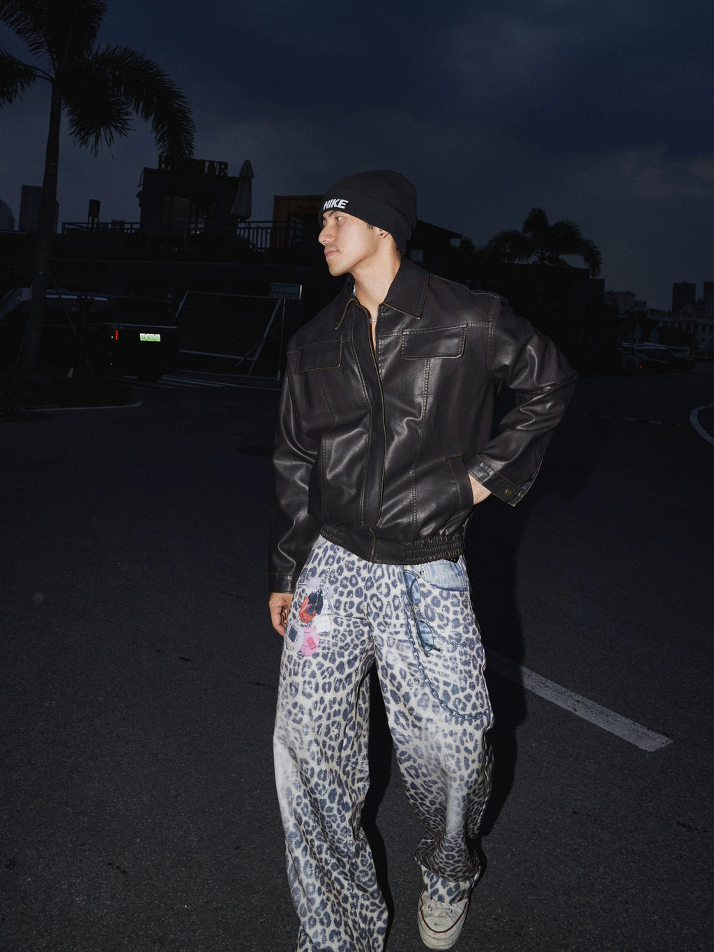 PAPASLILMONSTER Vintage Loose Leather Jacket