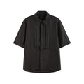 Slight Vogue Lapel Loose Large Pleated Short Sleeve Shirt