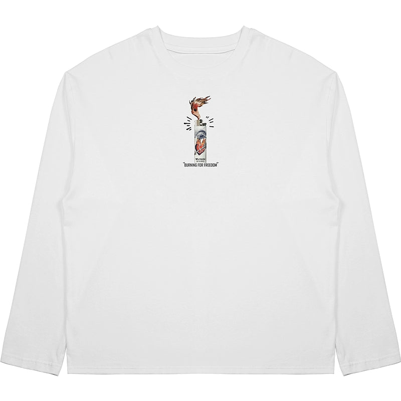 O3PARK Lighter Print Loose Casual Long Sleeve