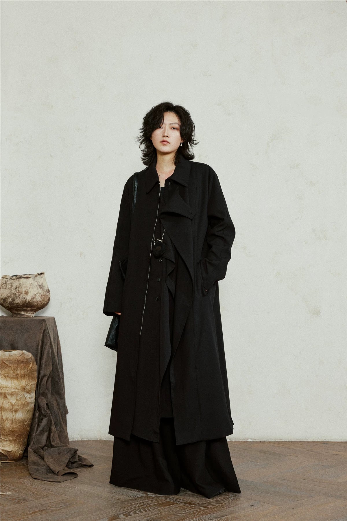 SUNYVONNE High-waisted Wide-leg Floor-length Suit Pants