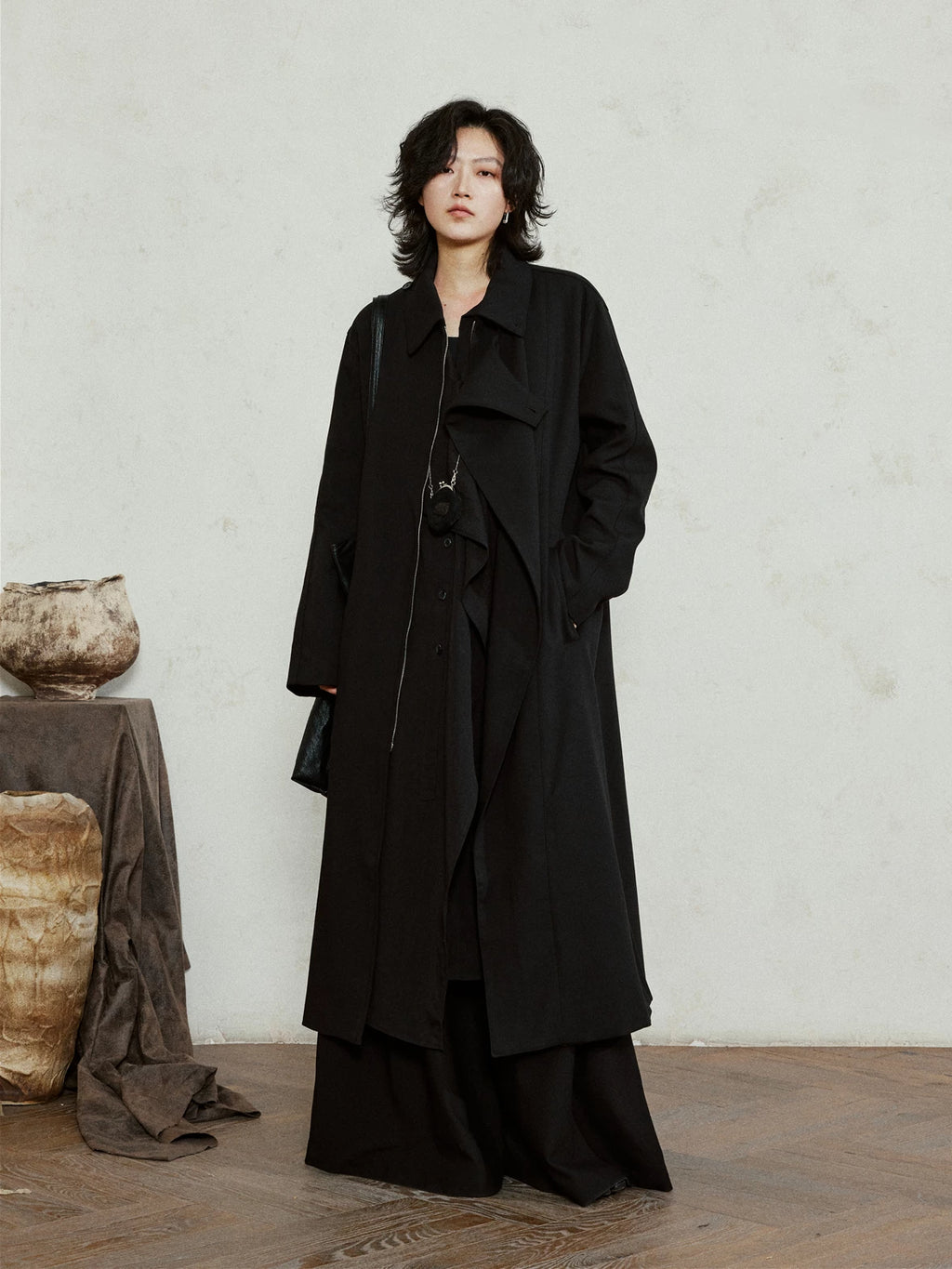 SUNYVONNE Long Irregular Lapel Blazer