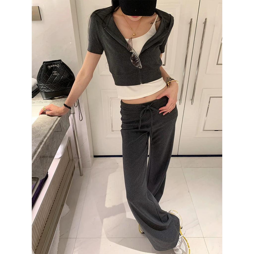 YOUNG KYLIN Versatile Loose Casual Pants Set