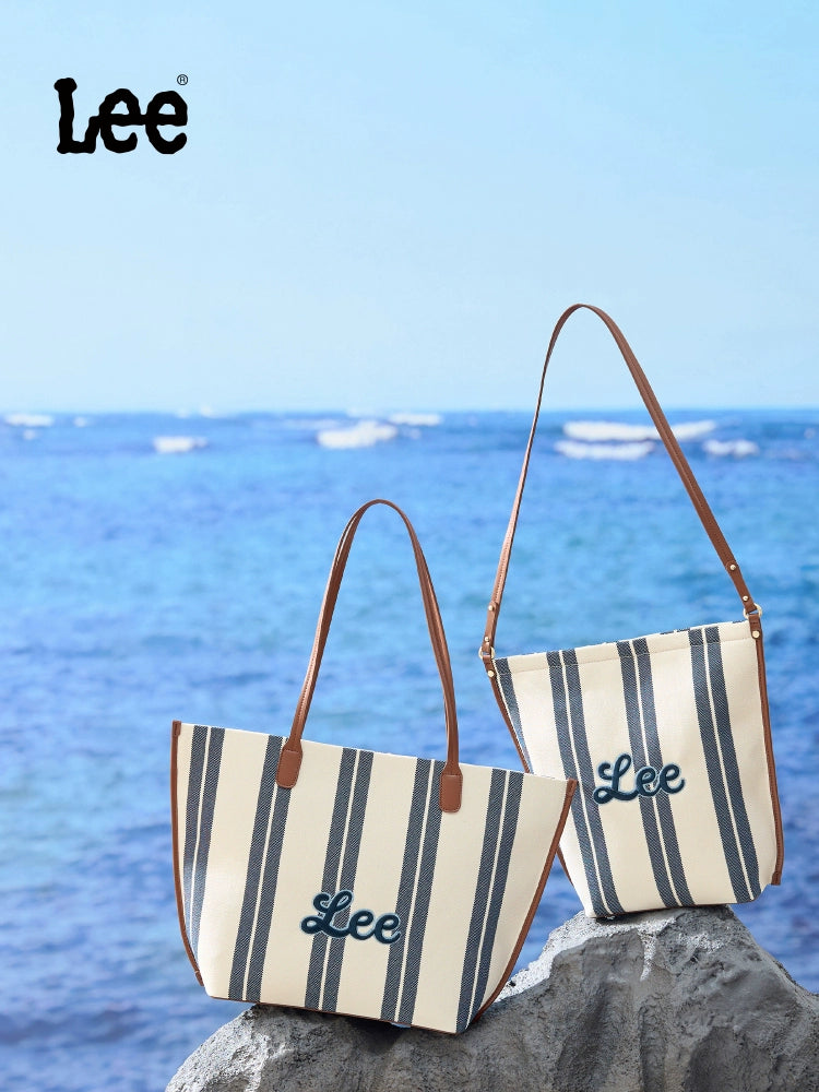 Lee Stripe Large Capacity Embroidered Shoulder Bag