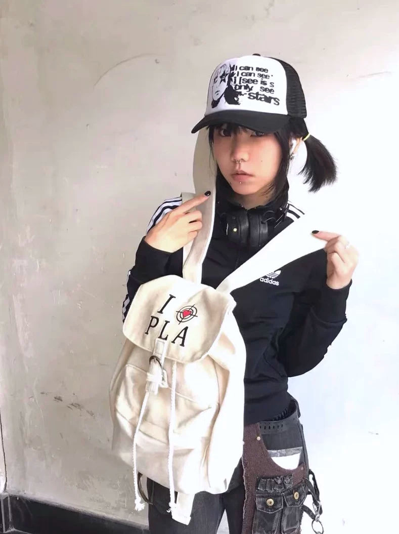 SAUCE Mink Rabbit Ear Embroidered Backpack