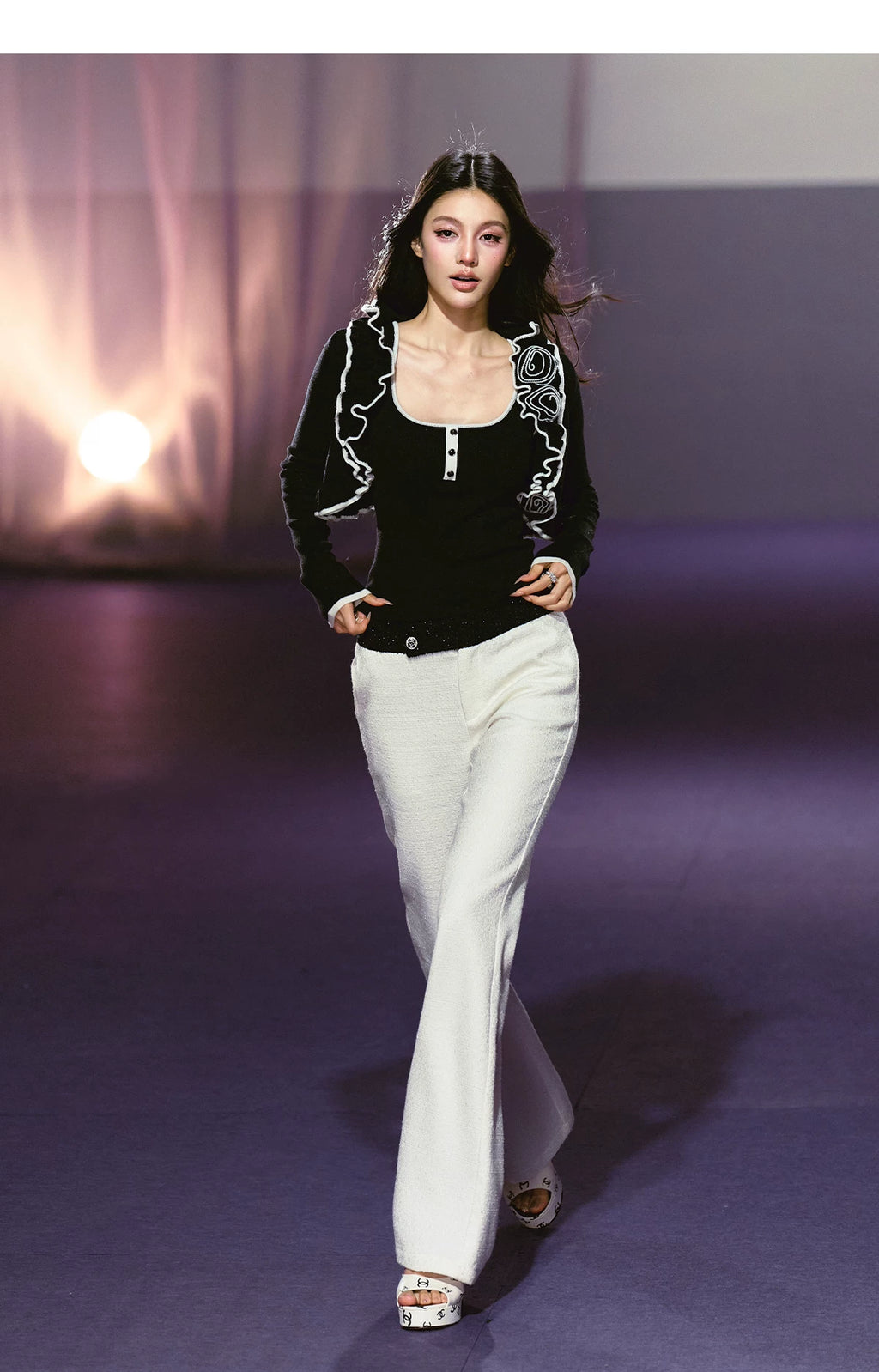 AGAM Splicing Waist Micro-pull Casual Pants