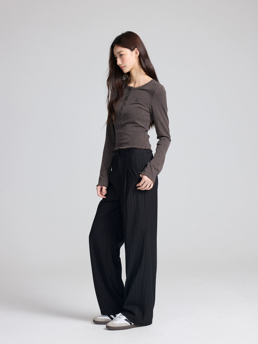 RPB BRAND Light Vertical Striped Straight Casual Suit Pants