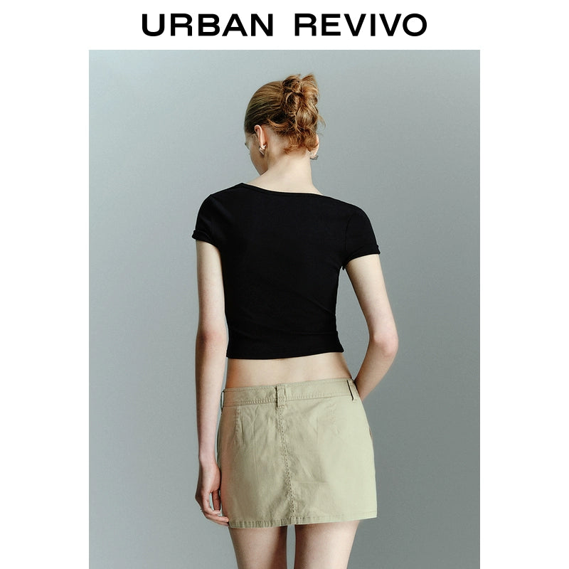 URBAN REVIVO Casual Versatile Short Slim Tee