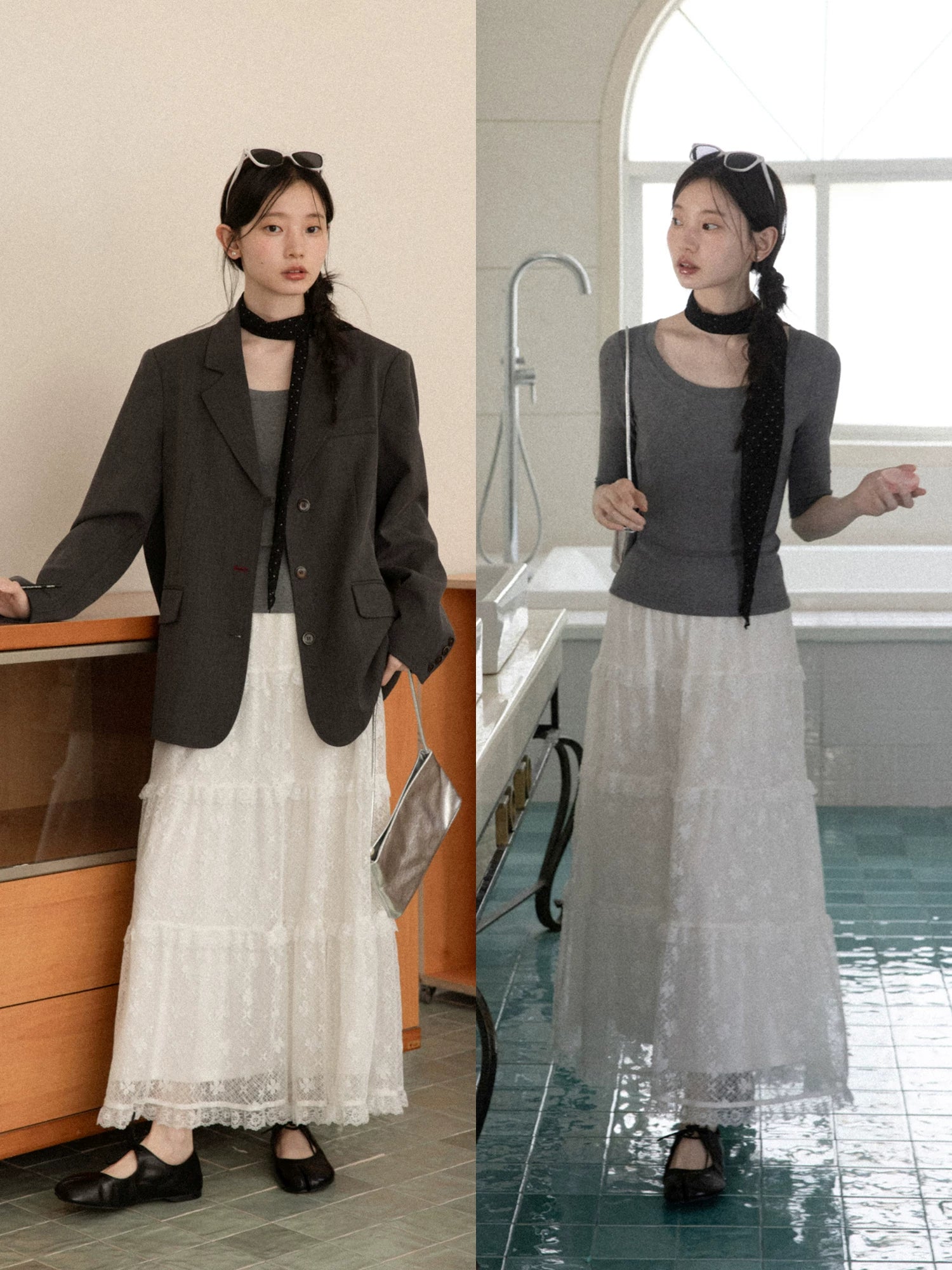 Cantonstory High Waist Skinny Lace Skirt