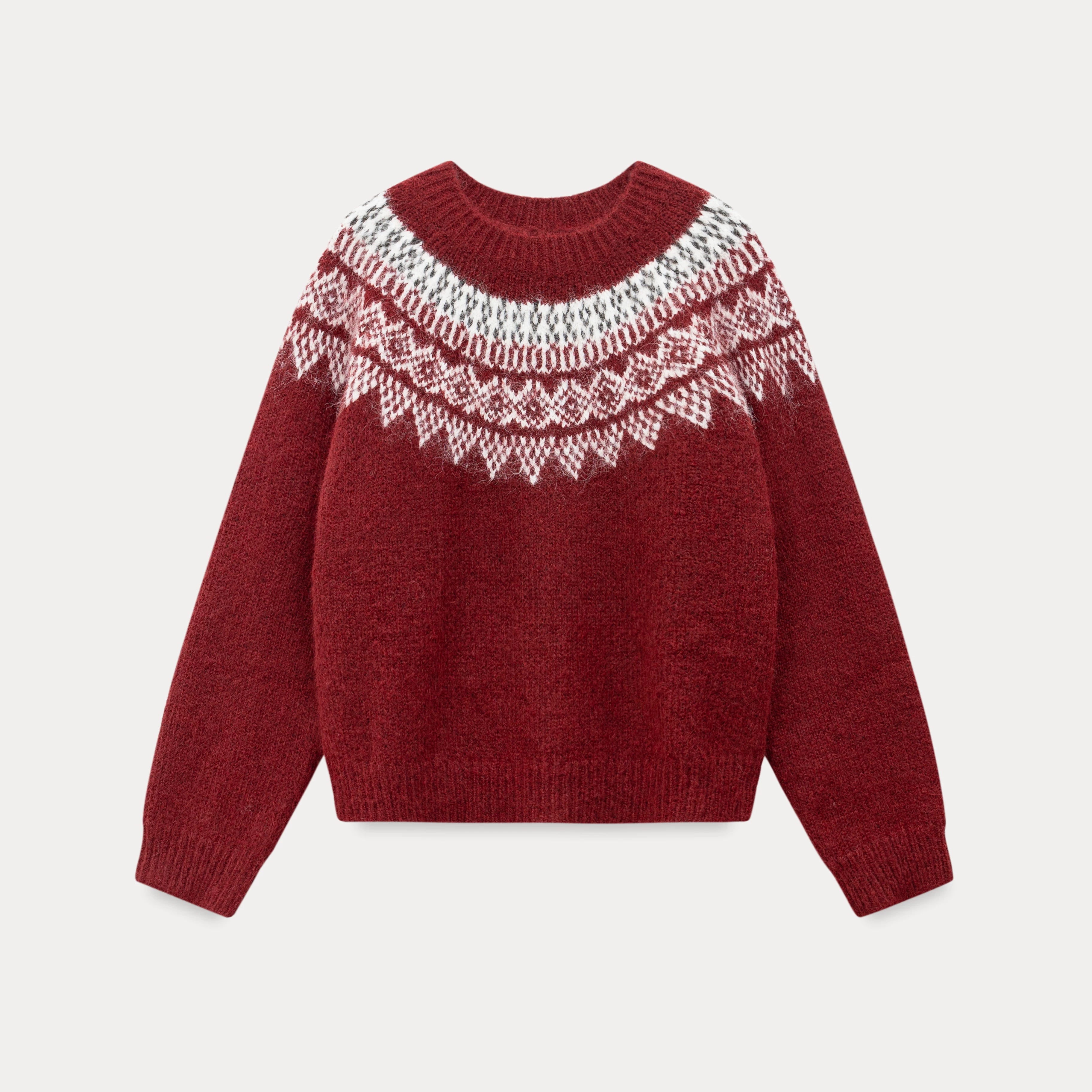 EGGKA Retro Crew Neck Pullover Jacquard Sweater