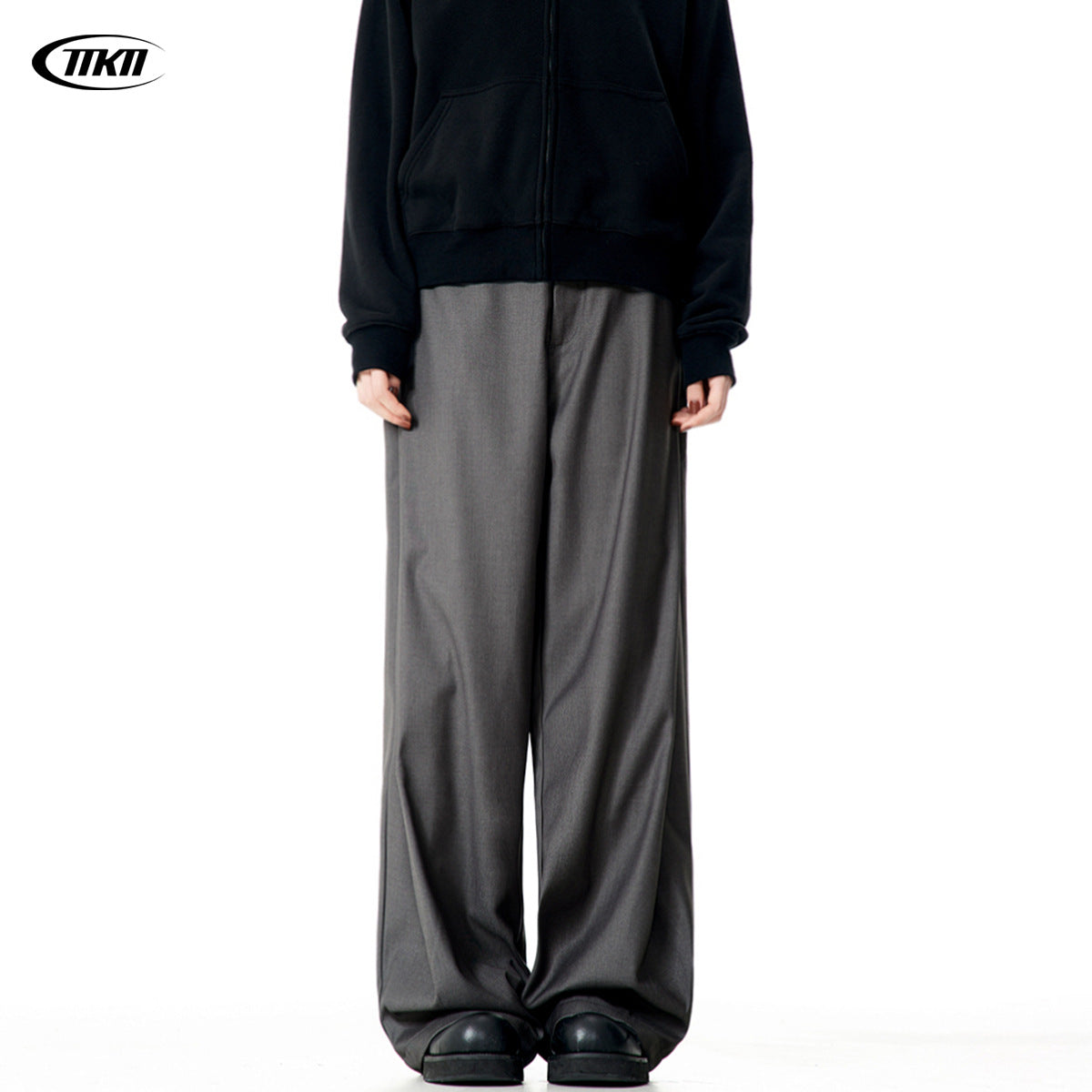 11KN Loose and Simple Casual and Thin Wide-leg Pants