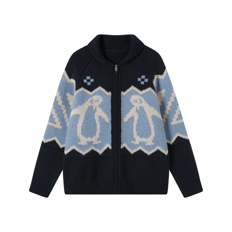 TGNS Contrasting Sweater Cardigan Jacket