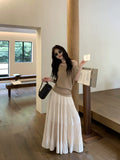 Pusumede Retro Pleated Big Skirt Skirt