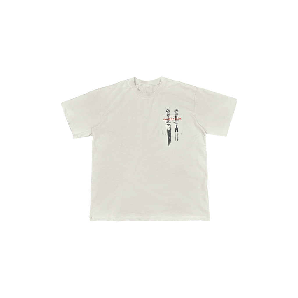 WANNA LAB Knives and Forks Tableware Printed Pockets Short Sleeves