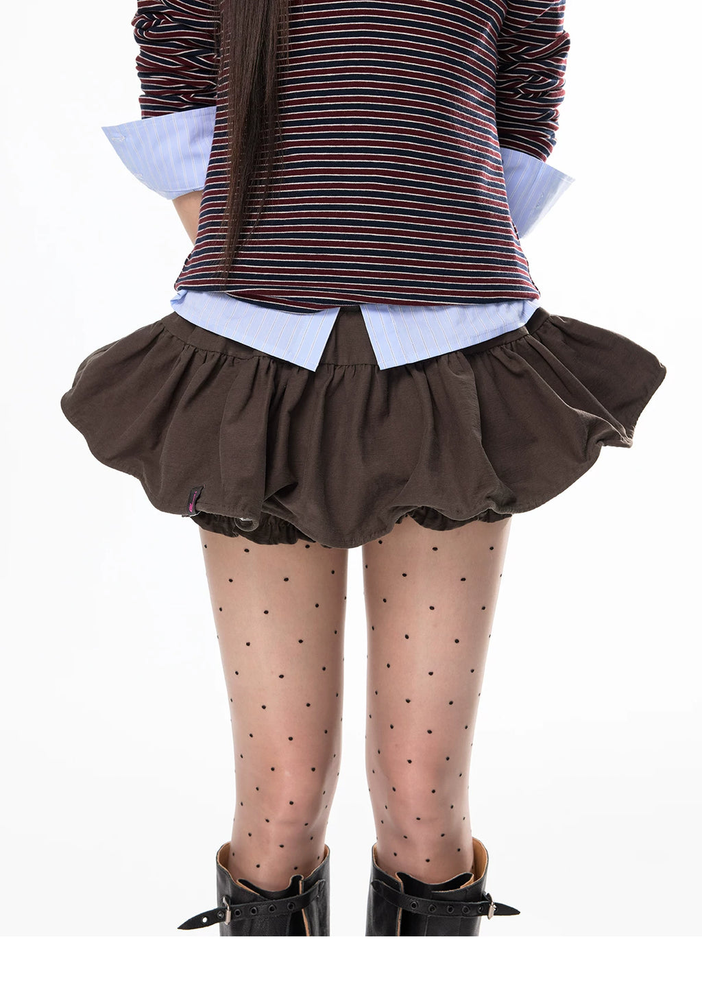JIKOO Low Waist Pleated Bud Skirt