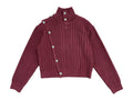 RICHILL Metal Buckle Stopper Twisted Sleeve Turtleneck Sweater