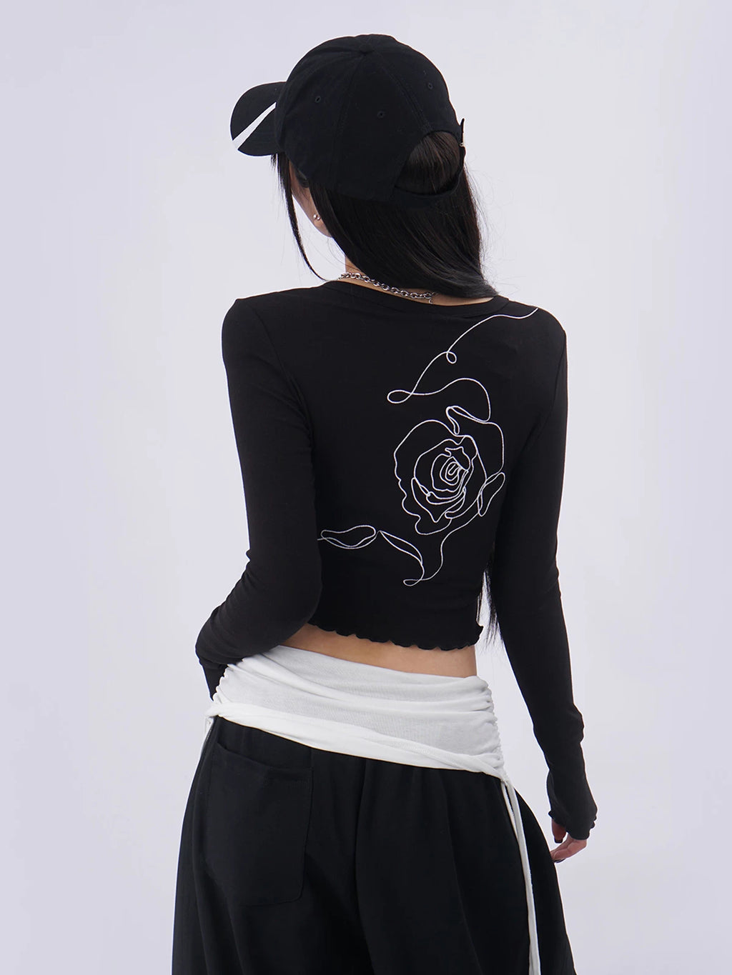 SAMUSAN Short Slim Fit Rose Print Long Sleeve