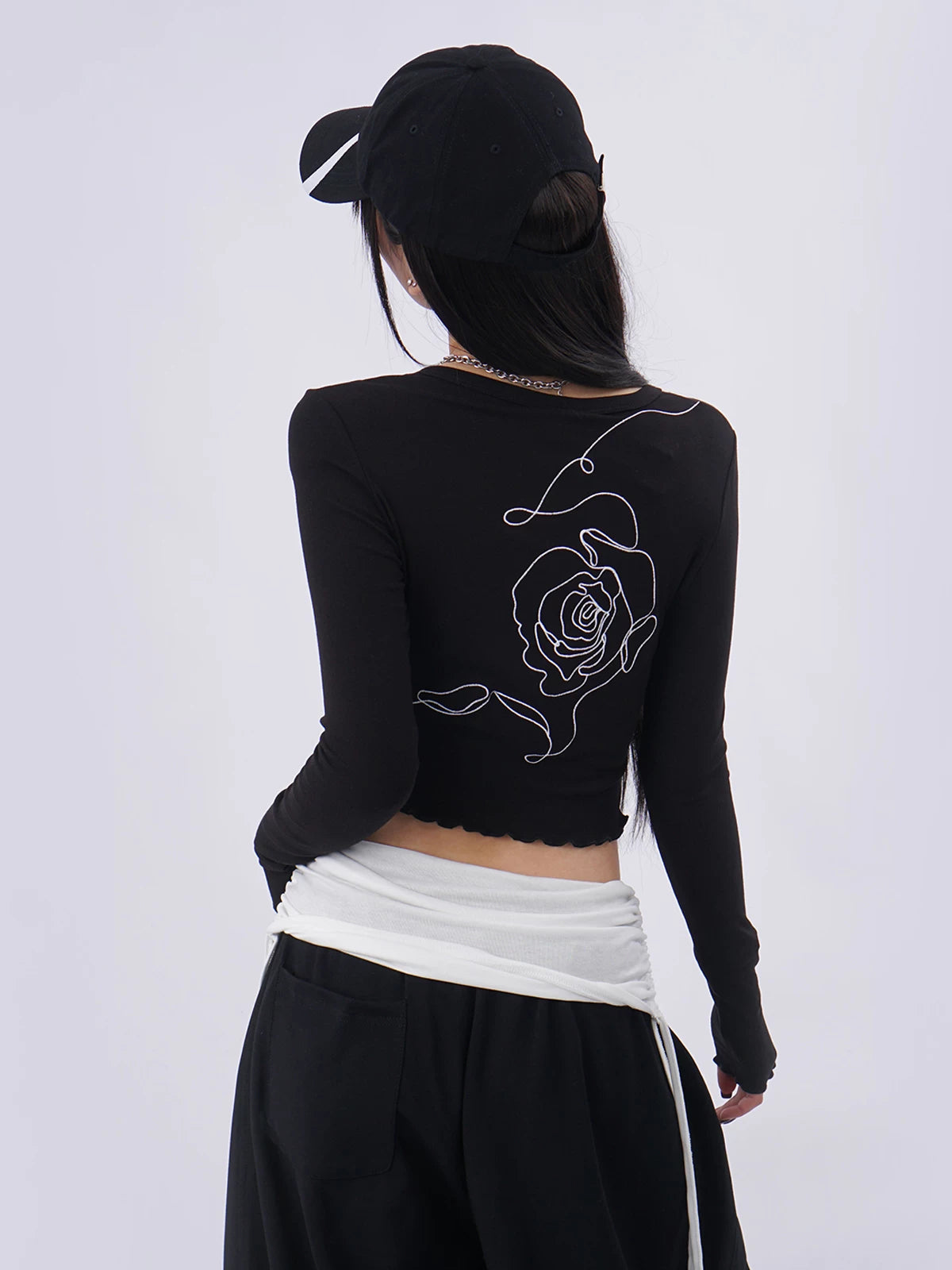 SAMUSAN Short Slim Fit Rose Print Long Sleeve