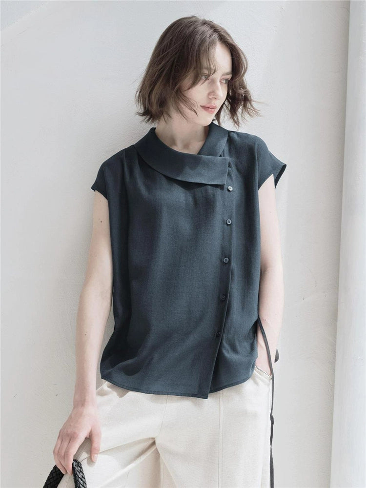 Giordano Lapel-neck Strappy-sleeved Shirt