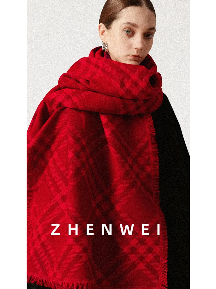 ZHENWEI Lengthened and Widened Shawl Plaid Striped Scarf