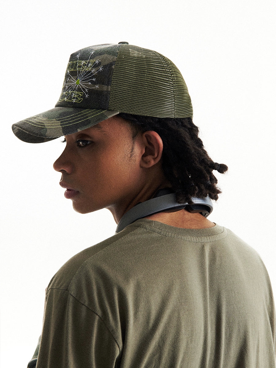 CONP 24SS "Scattered Dandelions" Hand Thread Embroidery Camouflage Truck Cap