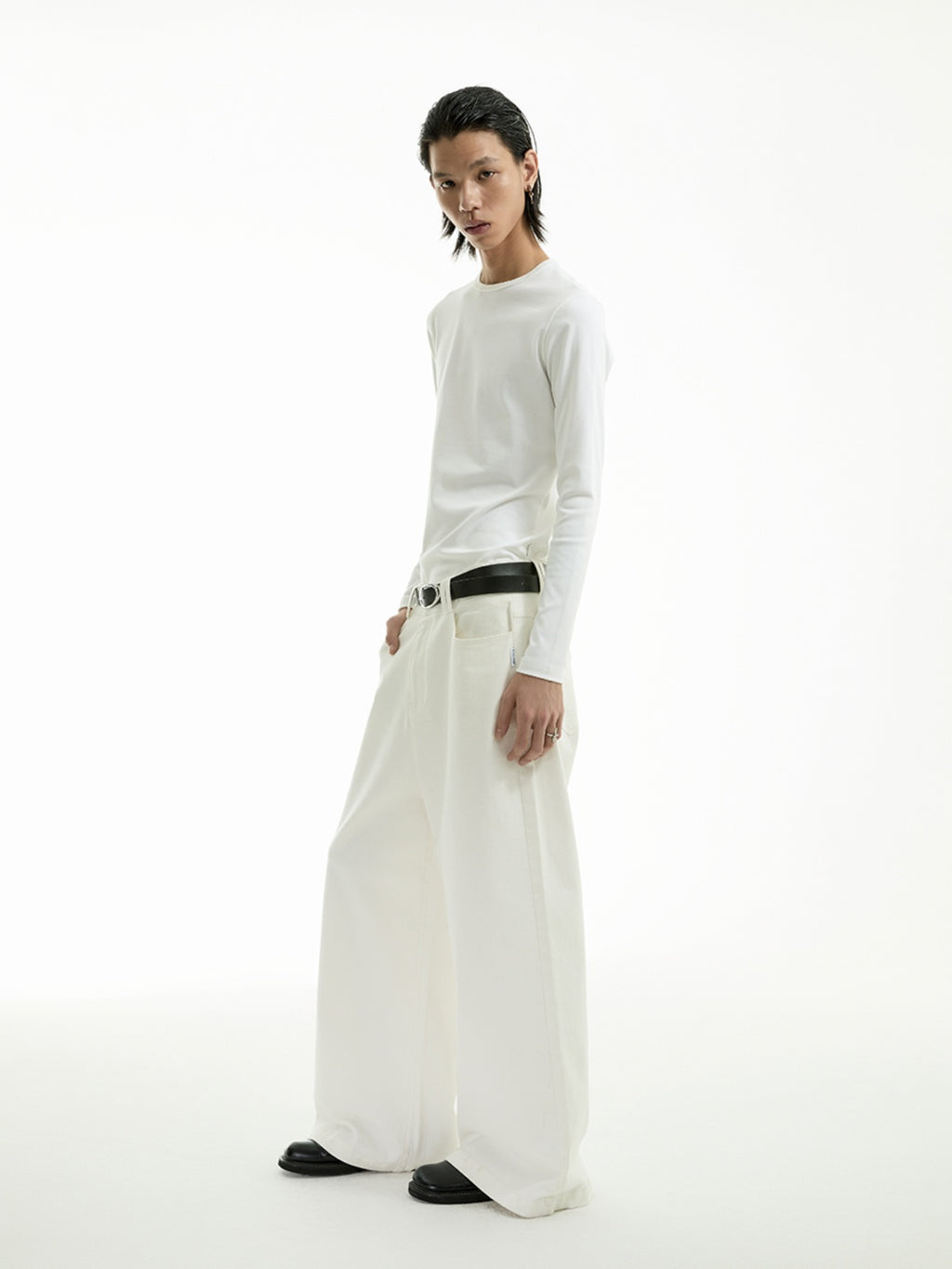 FUNKYFUN Solid Color Basic Long Sleeve