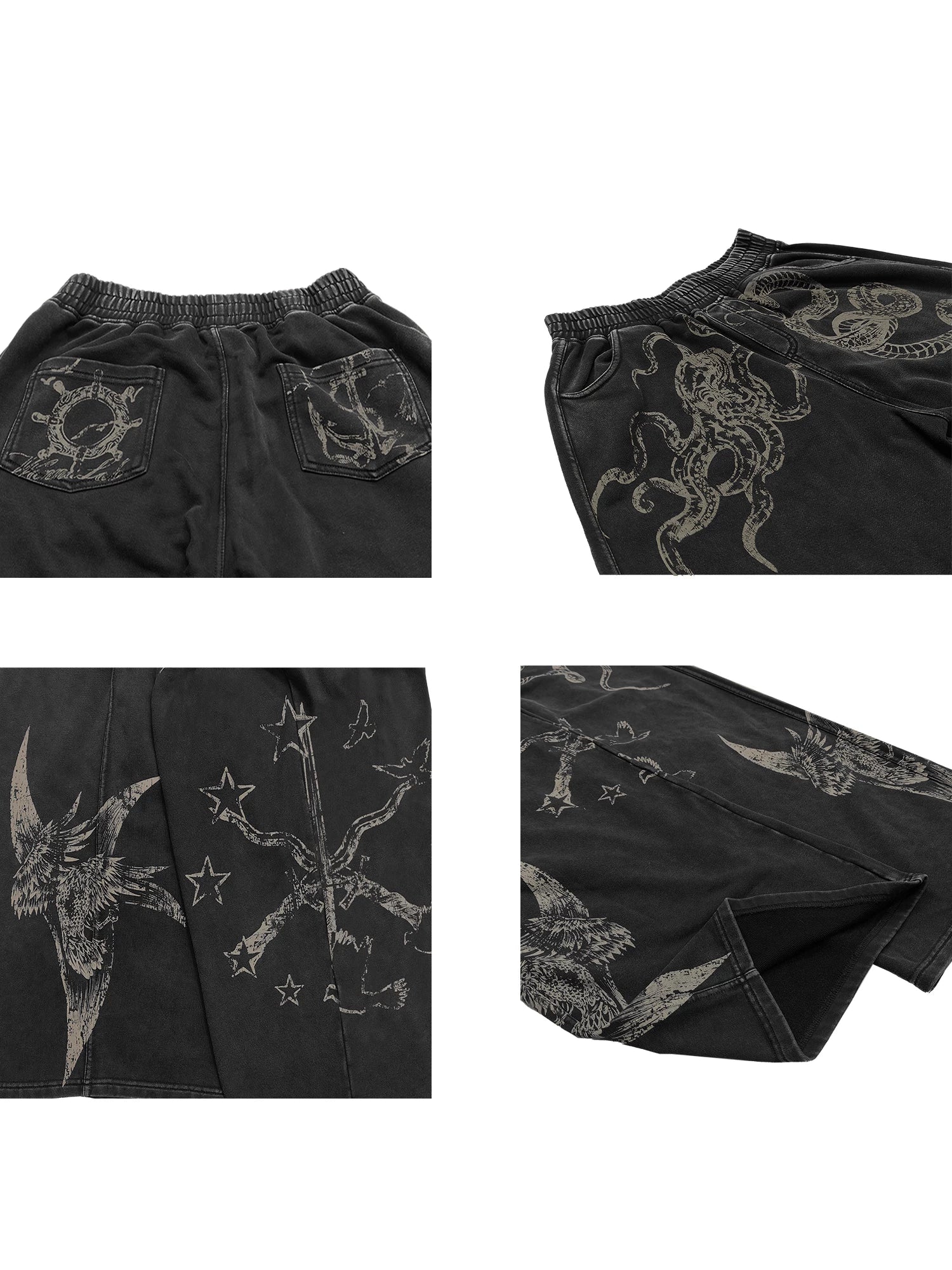 WANNA LAB Graffiti Hand-painted Full-print Sweatpants