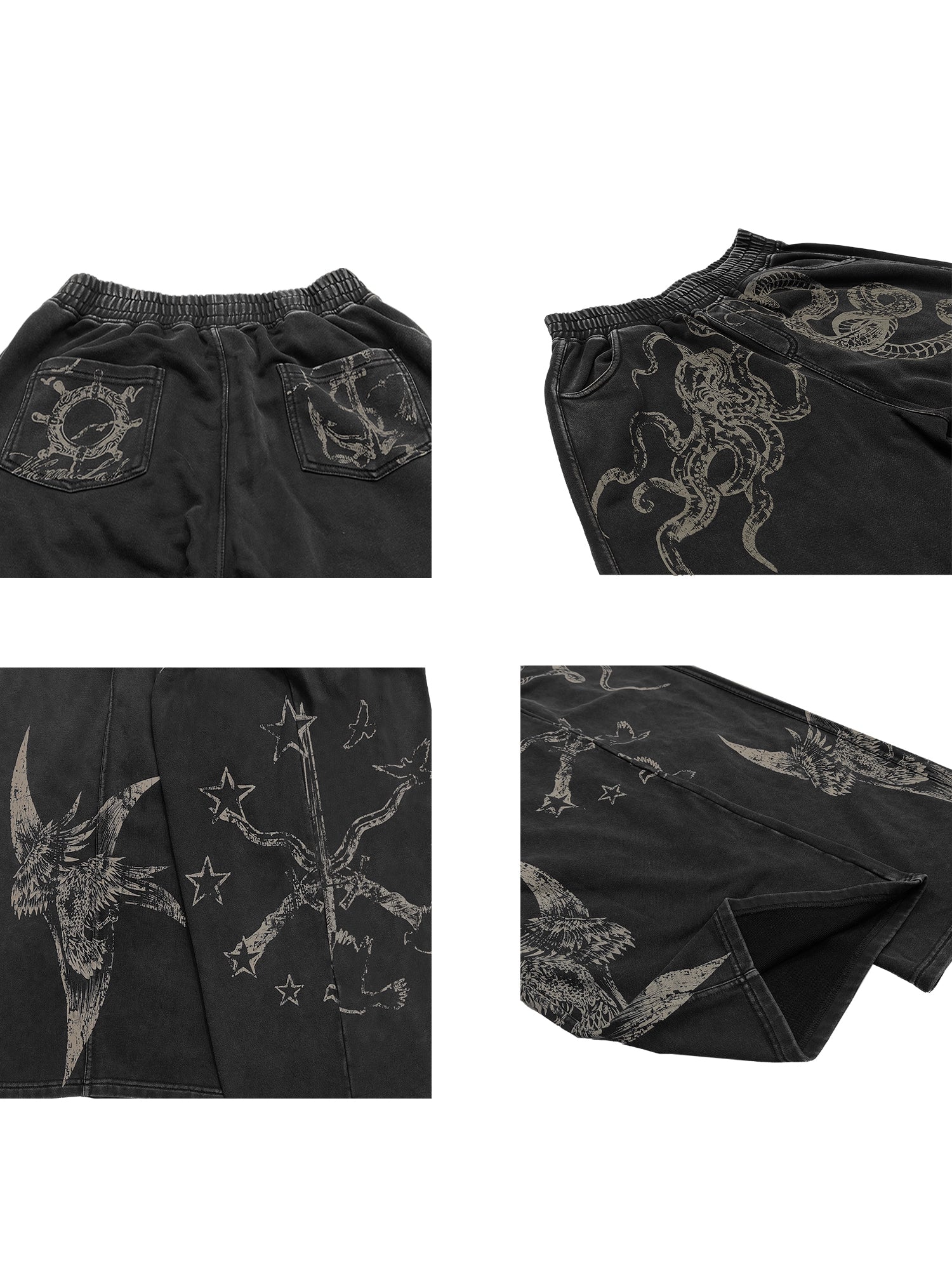 WANNA LAB Graffiti Hand-painted Old Straight Sweatpants