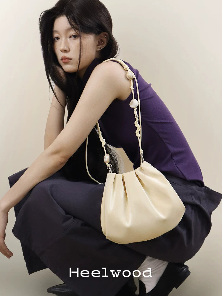 Heelwood Beaded Pleated Messenger Bag