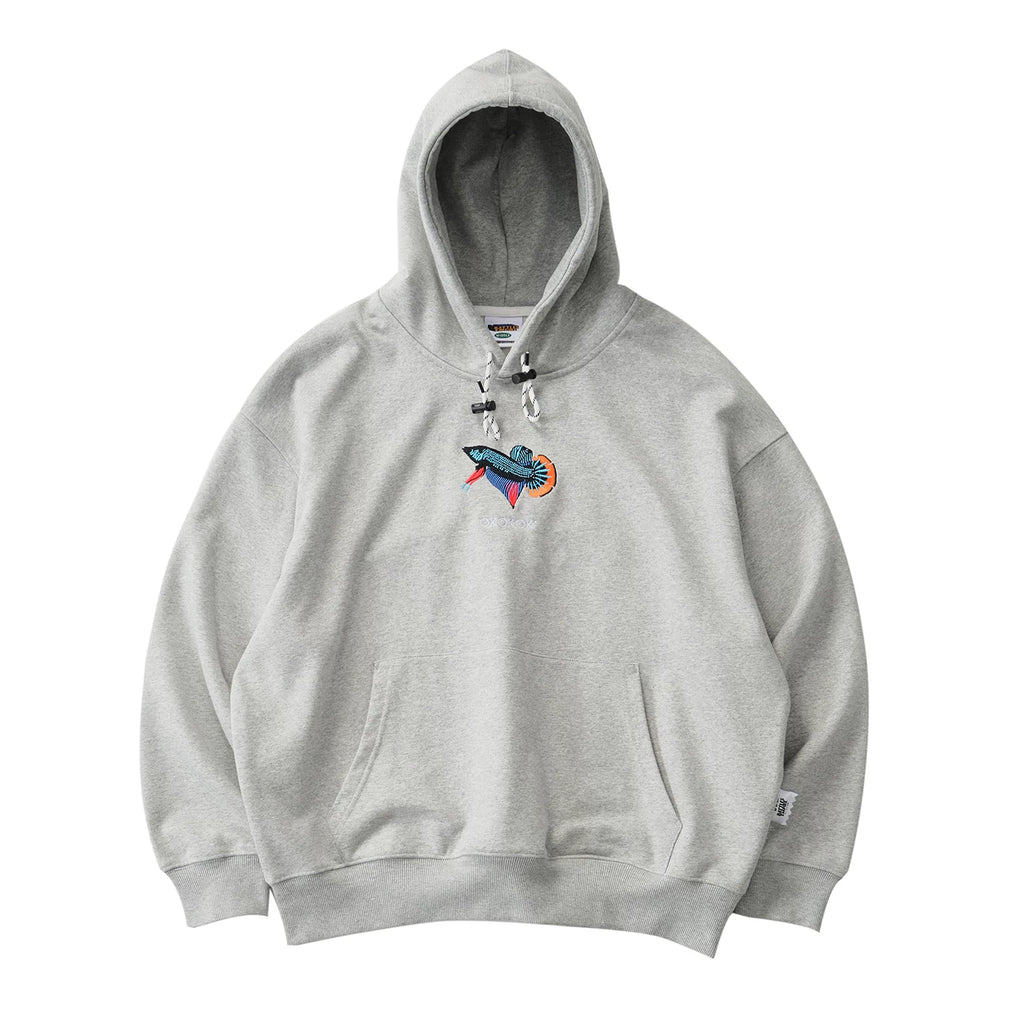 Battles Loose Contrast Embroidered Hooded Sweater