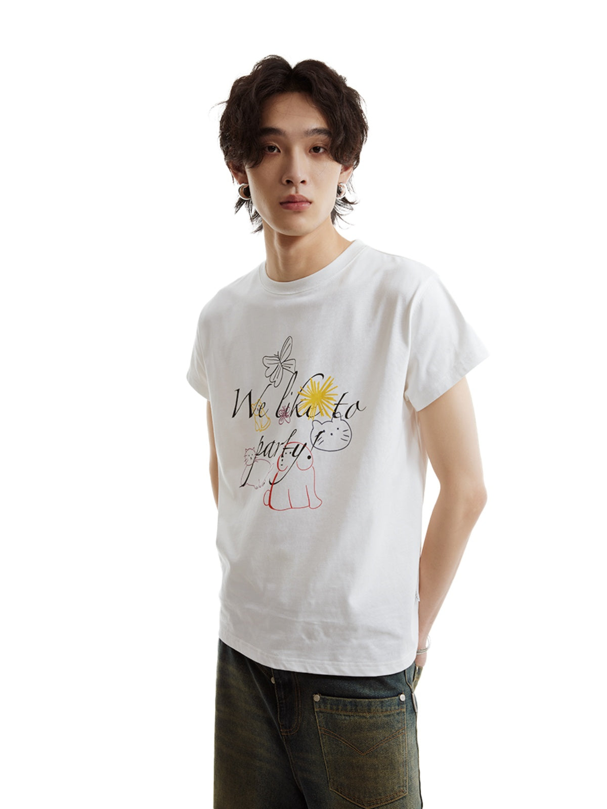 FUNKYFUN Kitten Puppy Party Print Tee