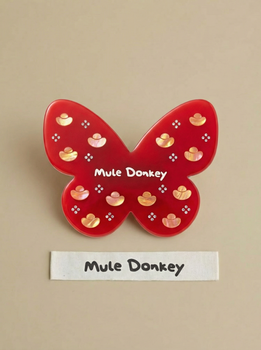 Mule Donkey Red Butterfly New Year's Lucky Ingot Bangs Clip