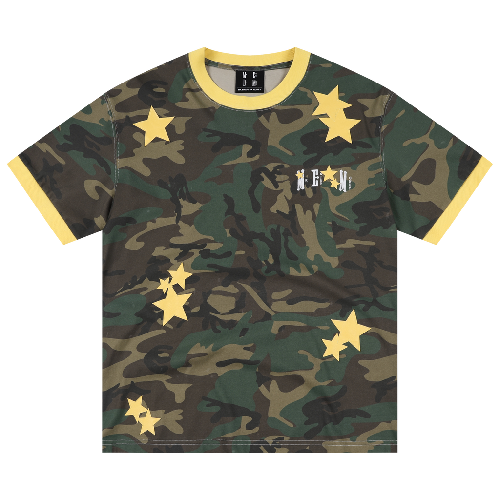 MEDM Camouflage Stars Lazy Embroidery Loose Tee