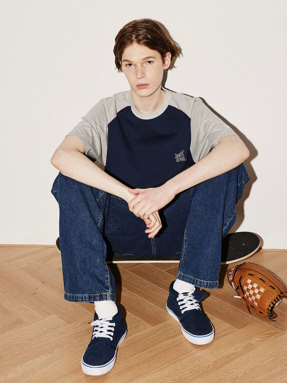 BENT IDEA Retro Color Matching Shoulder Casual Tee
