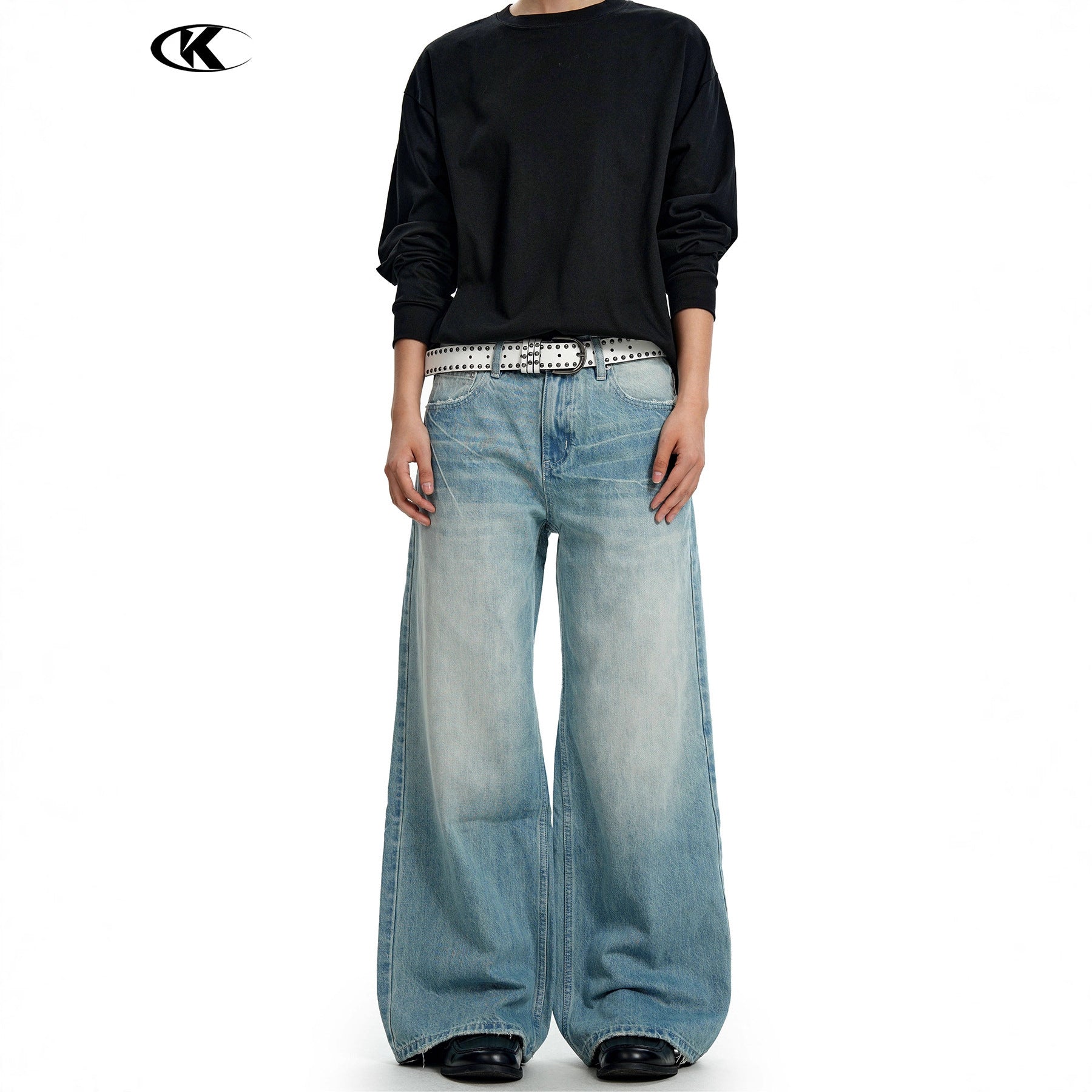 11KN Retro Gradual Change Loose Versatile Jeans