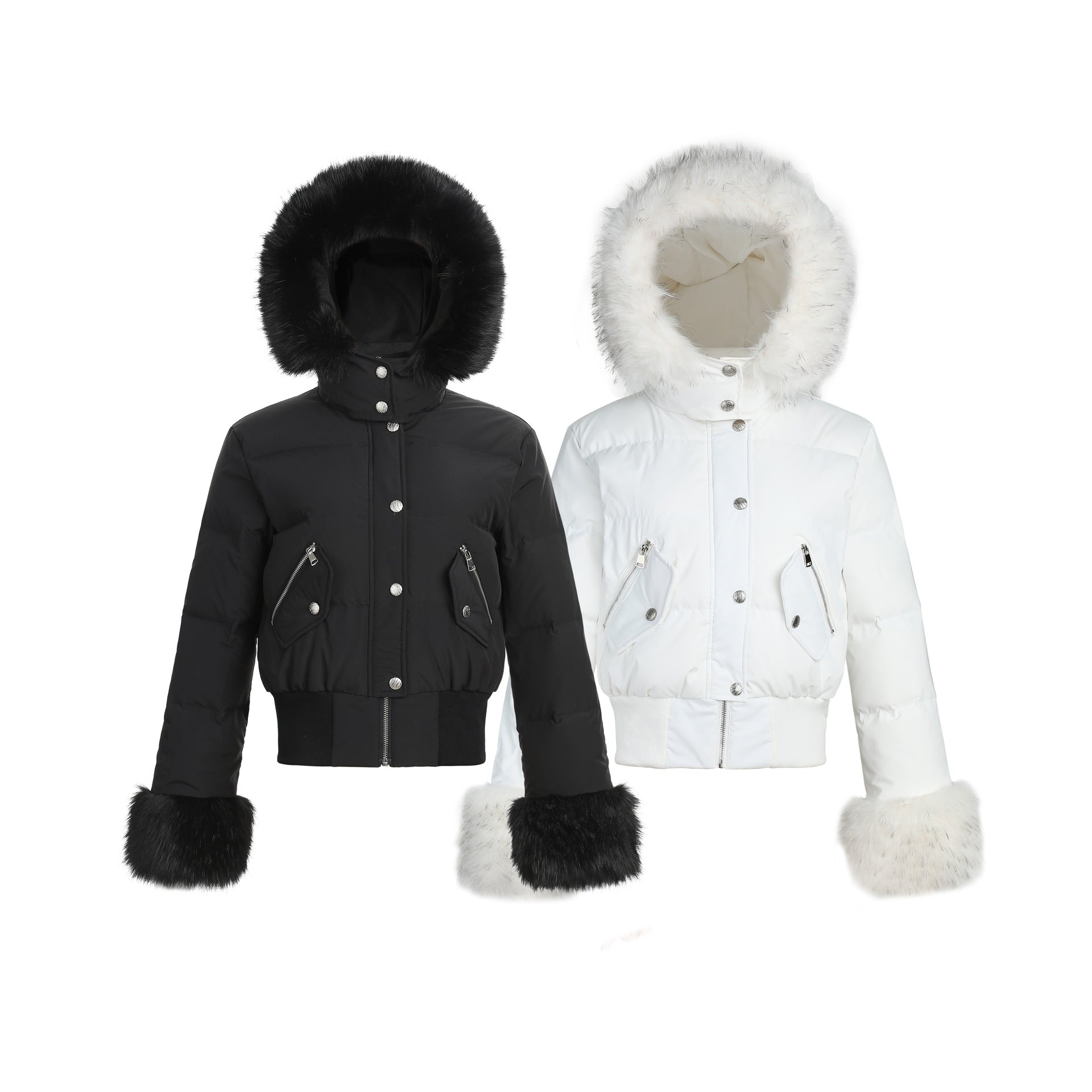 CHANYOOU Retro Fur Collar Slim-fitting Waist Hooded Jacket