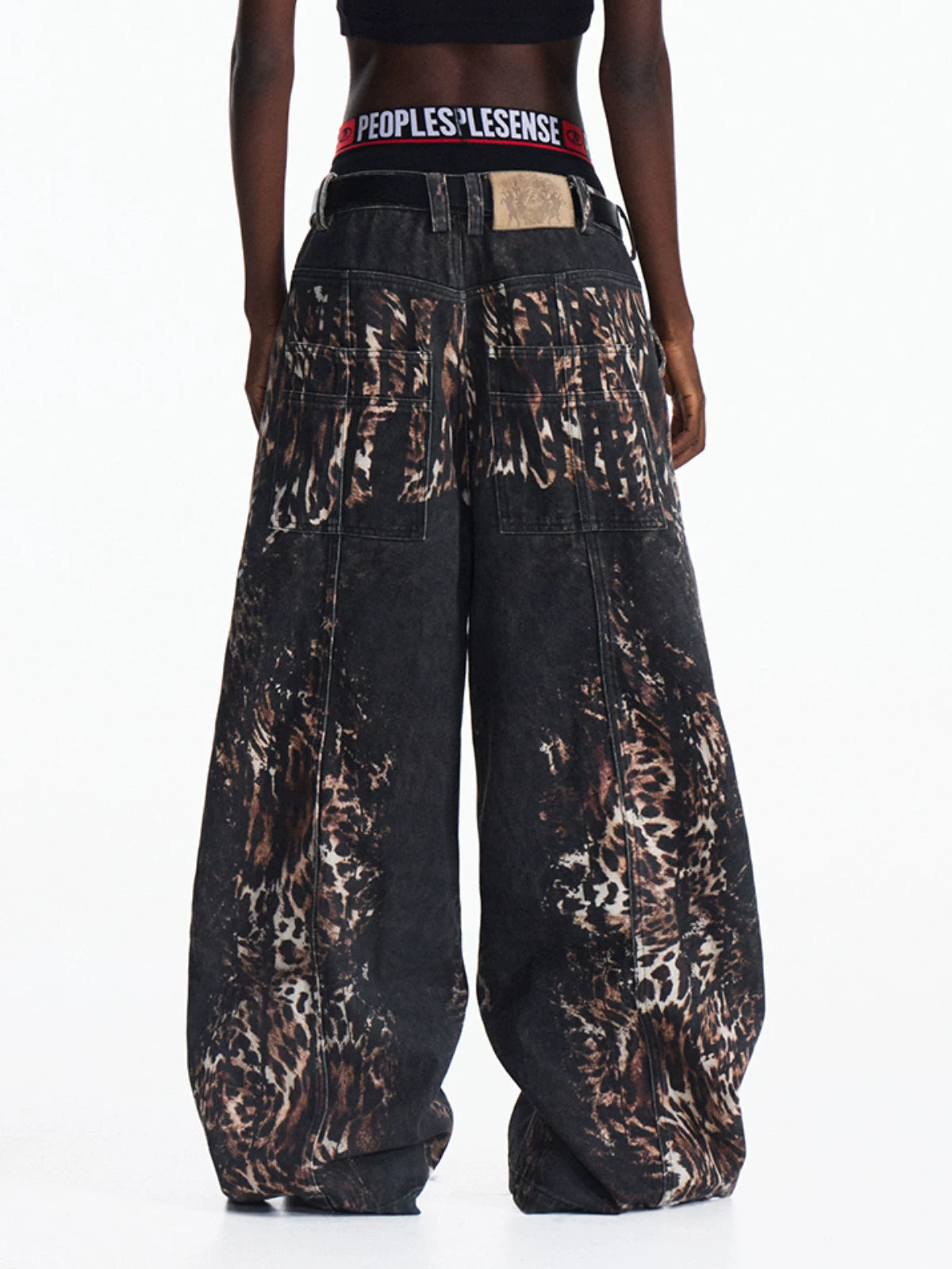 PEOPLESENSE Digital Full Print Leopard Jeans